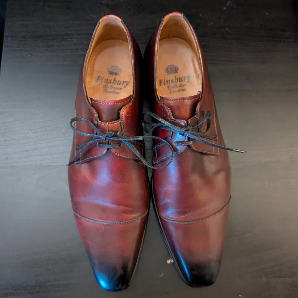 Finsbury Collection Vendome Men's Brown Leather Cap toe Oxfords EU 45.5 US 11.5 - Picture 9 of 14
